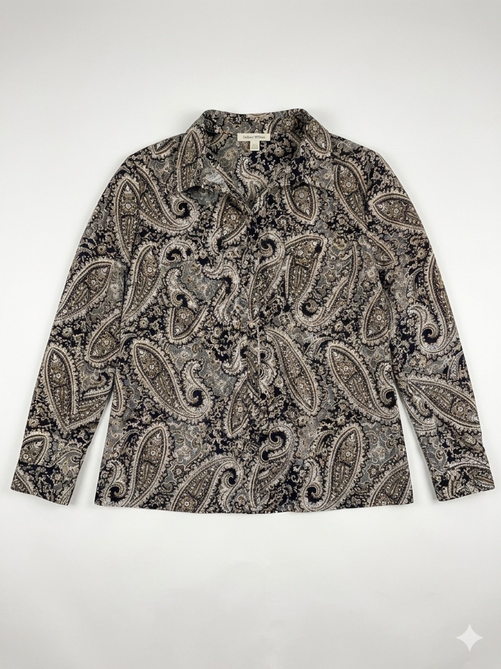 Studio Works Black & Cream Paisley Button-Front Jacket